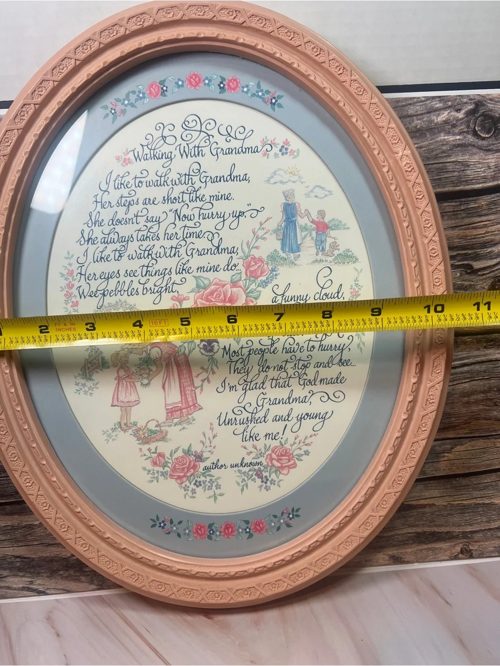 Vintage Home Interiors Walking With Grandma Oval Framed Wall Art